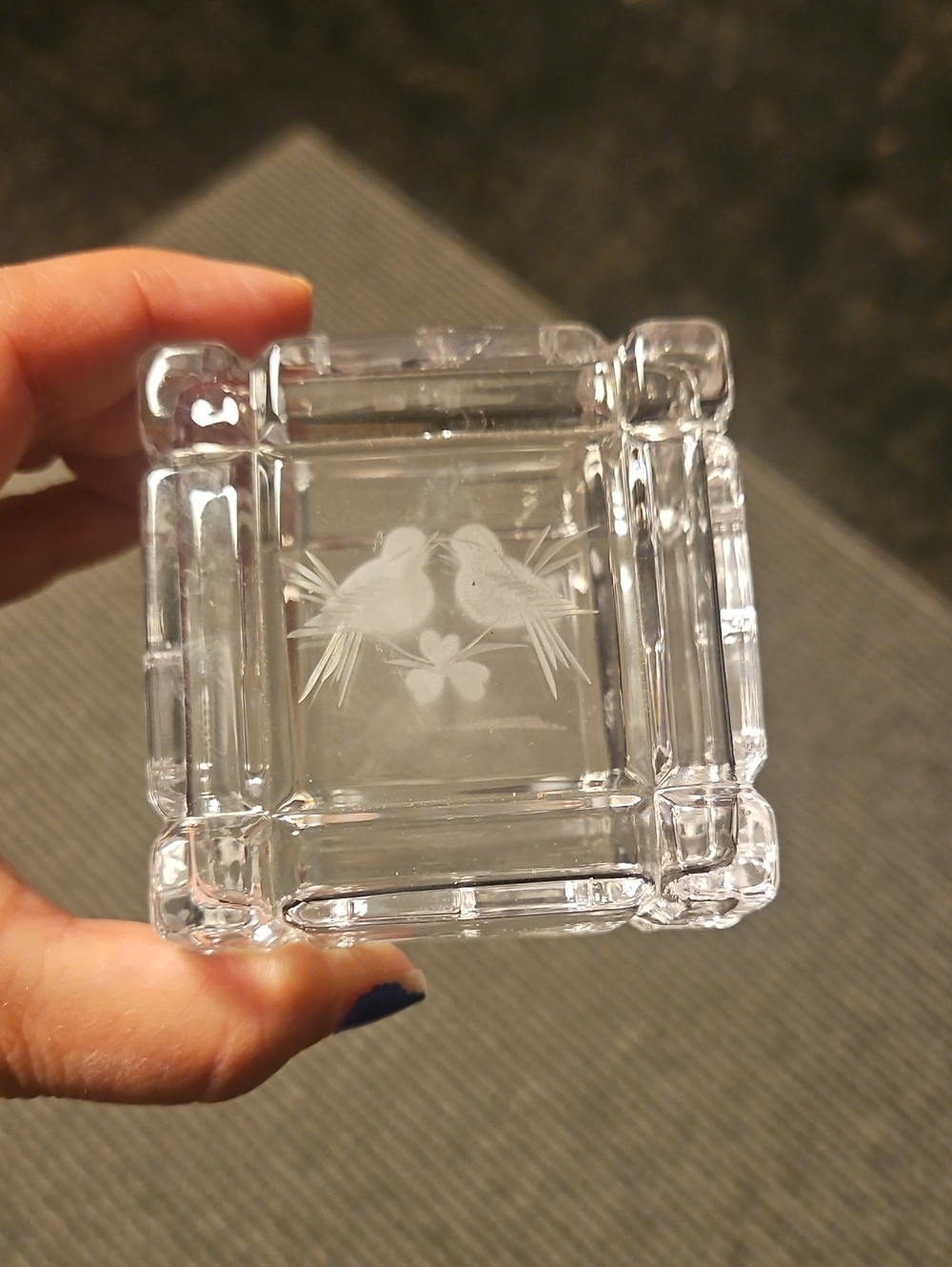 Galway Irish Crystal Lovebirds Trinket Jewelry Box
